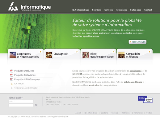 page d'accueil IDA Informatique