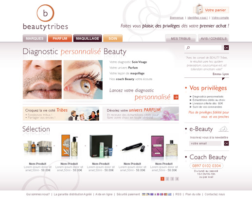 Page d'accueil BeautyTribes.com